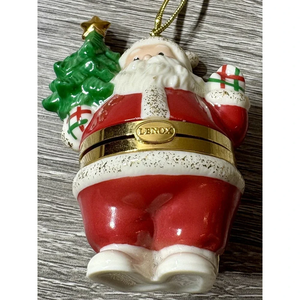 Lenox Treasures Santa Trinket Box. Lenox Treasures Christmas Ornament. EUC.